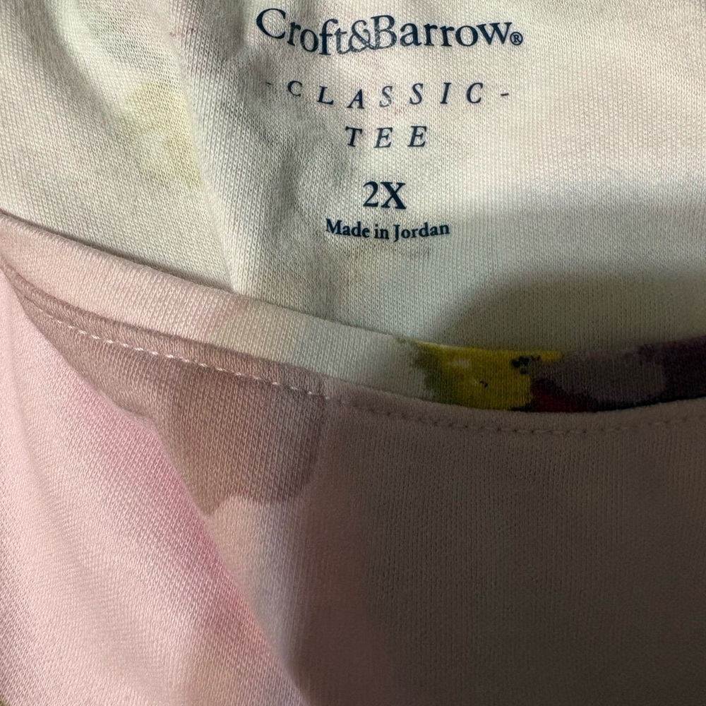 Women’s Croft & Barrow Pink Floral Short-Sleeve Tee Size 2X - Picture 4 of 6
